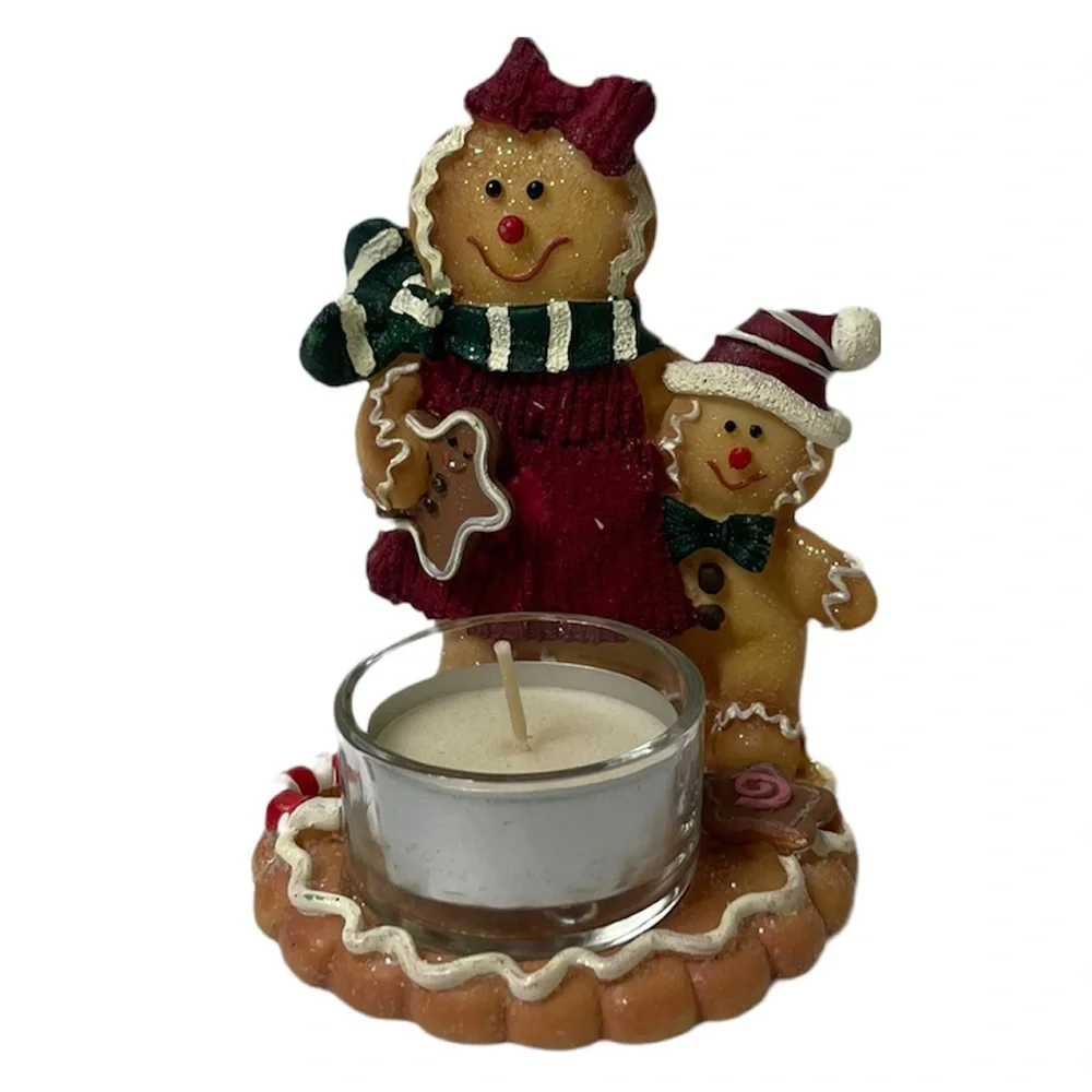 Gingerbread Candle Holder Holiday Christmas Winter Decor Whimsical Cottagecore